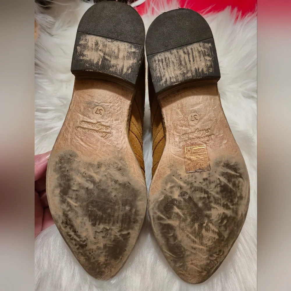 Free People Tan Suede Strappy Ankle‎ Boots